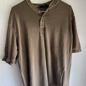 Cherokee Brown Casual Button Down Shirt Relaxed Fit